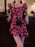 retro sweet backless pink floral dress HZ1024