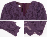V-neck lace high waist long sleeve dress HZ1024
