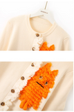 style three-dimensional monster decoration round neck cardigan HZ1024