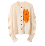 style three-dimensional monster decoration round neck cardigan HZ1024