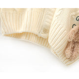 style three-dimensional bear hooded knitted cardigan HZ1024