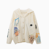 style three-dimensional bear hooded knitted cardigan HZ1024