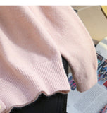 Pink Button Turtleneck Cardigan Sweater HZ1024