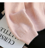 Pink Button Turtleneck Cardigan Sweater HZ1024