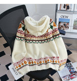 Preppy Fair Isle Hooded Cardigan Sweater HZ1024