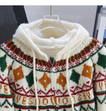 Preppy Fair Isle Hooded Cardigan Sweater HZ1024