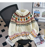 Preppy Fair Isle Hooded Cardigan Sweater HZ1024