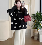 Heart Jacquard Women's Knitted Long Sleeve Cardigan HZ1024