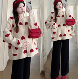 Heart Jacquard Women's Knitted Long Sleeve Cardigan HZ1024