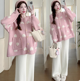 Heart Jacquard Women's Knitted Long Sleeve Cardigan HZ1024