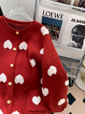 Heart Jacquard Women's Knitted Long Sleeve Cardigan HZ1024
