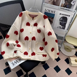 Heart Jacquard Women's Knitted Long Sleeve Cardigan HZ1024