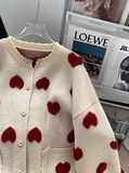 Heart Jacquard Women's Knitted Long Sleeve Cardigan HZ1024