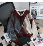 contrast lace patchwork long-sleeved sweater HZ1024