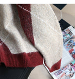 contrast lace patchwork long-sleeved sweater HZ1024