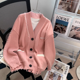 style soft V-neck thickened cardigan sweater HZ1024