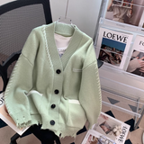 style soft V-neck thickened cardigan sweater HZ1024