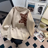 retro long sleeve round neck pullover sweater HZ1024
