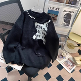 retro long sleeve round neck pullover sweater HZ1024