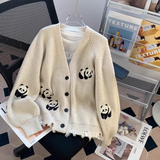 Panda Embroidered Cardigan Coat HZ1024