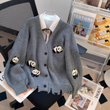 Panda Embroidered Cardigan Coat HZ1024