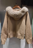 New Style Fashion Hooded Fur Collar Zipper Loose Sweater HZ1024