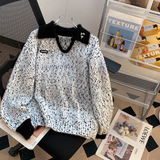 collar vintage pattern wool knitted sweater HZ1024