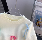 Bow Round Neck Pullover Knitted Sweater HZ1024