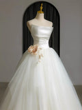 Tulle White Long Prom Dress, White Long Formal Dress HZ1024