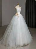 Tulle White Long Prom Dress, White Long Formal Dress HZ1024