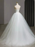 Tulle White Long Prom Dress, White Long Formal Dress HZ1024
