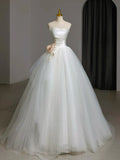 Tulle White Long Prom Dress, White Long Formal Dress HZ1024