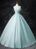 Beads Blue Long Prom Dress, Blue Long Formal Dress HZ1024
