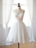 Chiffon White Short Prom Dress, White Homecoming Dress HZ1024