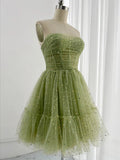 Tulle Green Short Prom Dress, Cute Green Homecoming Dress HZ1024