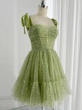 Tulle Green Short Prom Dress, Cute Green Homecoming Dress HZ1024
