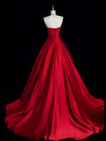 A-Line Satin burgundy Long Prom Dress, Burgundy Long Formal Dress HZ1024