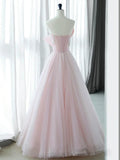 Pink Organza Long Prom Dress, Pink Long Formal Dress HZ1024