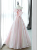 Pink Organza Long Prom Dress, Pink Long Formal Dress HZ1024