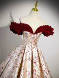 Off Shoulder Satin Champagne Long Prom Dress, Champagne Long Formal Dress HZ1024