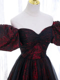 Temperamental Elegant A-Line Tulle Lace Burgundy Long Prom Dress, Burgundy Long Formal Dress HZ1024