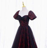 Temperamental Elegant A-Line Tulle Lace Burgundy Long Prom Dress, Burgundy Long Formal Dress HZ1024