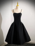 Satin Black Satin Short Prom Dress, Black Homecoming Dress HZ1024