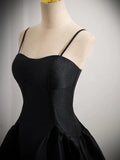 Satin Black Satin Short Prom Dress, Black Homecoming Dress HZ1024
