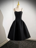 Satin Black Satin Short Prom Dress, Black Homecoming Dress HZ1024
