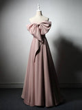 Satin Pink Long Prom Dress, Pink Long Formal Dress HZ1024