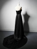 Satin Black Long Prom Dress, Black Long Formal Dress HZ1024