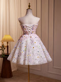 Cute Sweetheart Neck Flower Short Prom Dress, Flower Sequin Homecoming Dress HZ1024