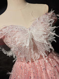 A-Line Tulle Lace Short Prom Dress, Pink Cocktail Dress HZ1024