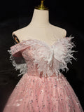 A-Line Tulle Lace Short Prom Dress, Pink Cocktail Dress HZ1024